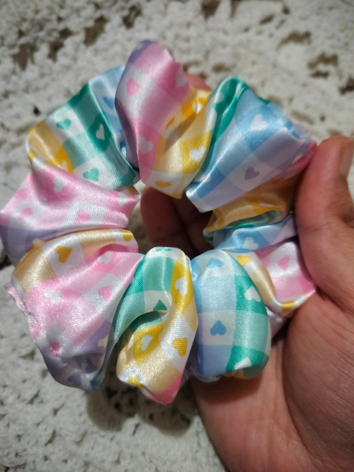 Pastel Hearts Scrunchie
