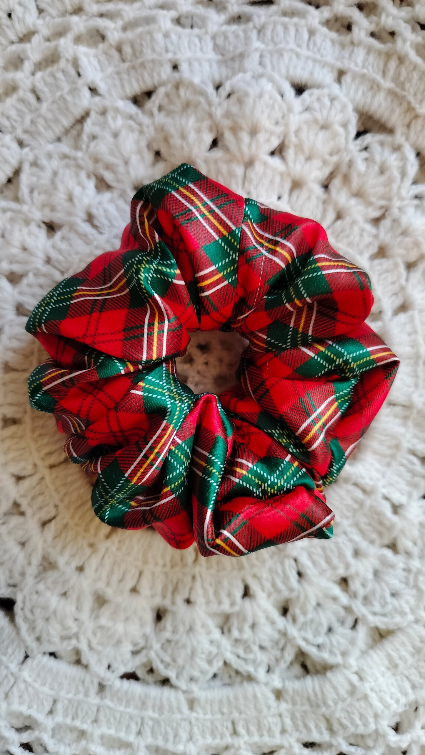 Red Plaid Christmas Scrunchie