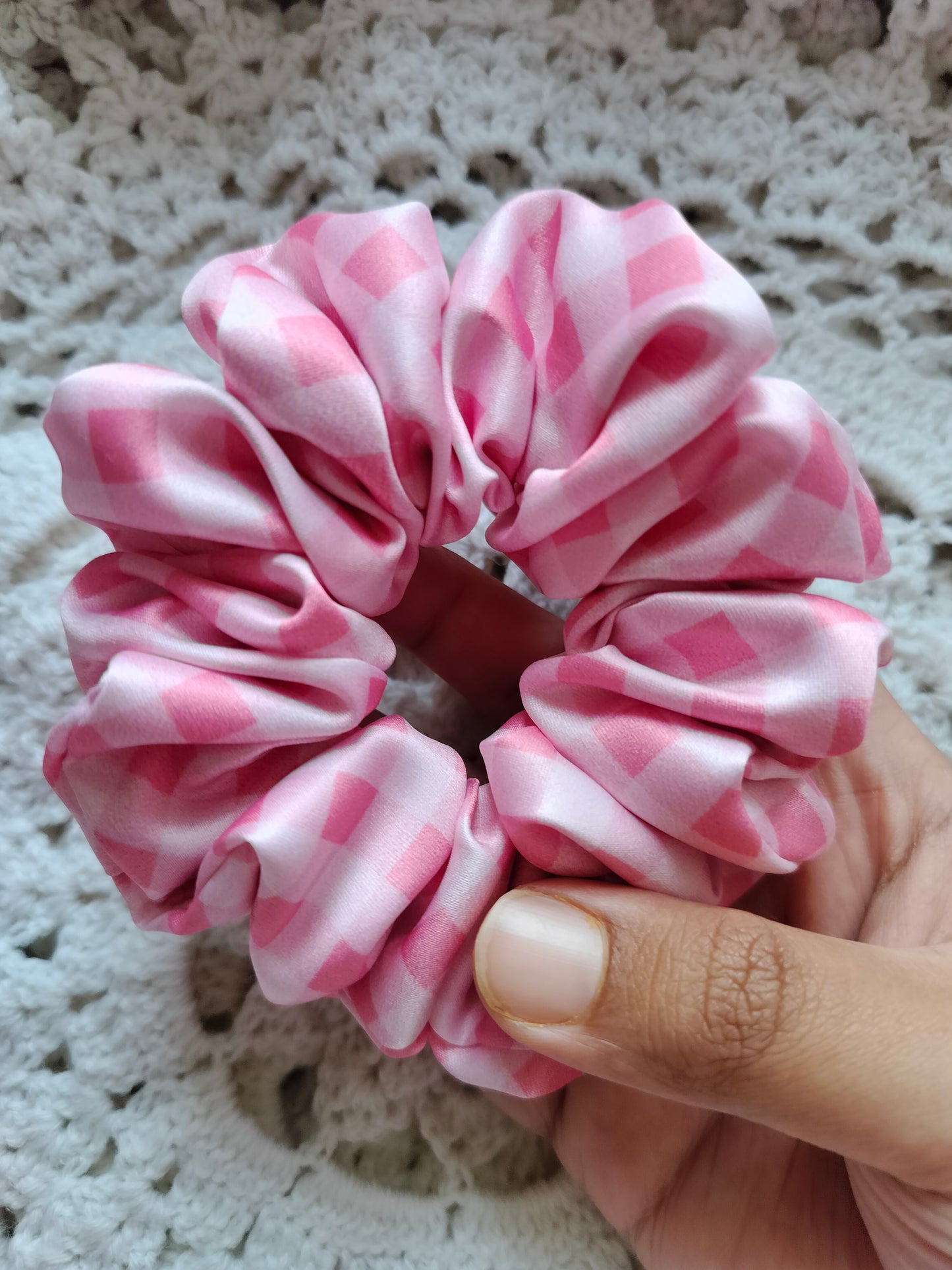 Pink Gingham Scrunchie