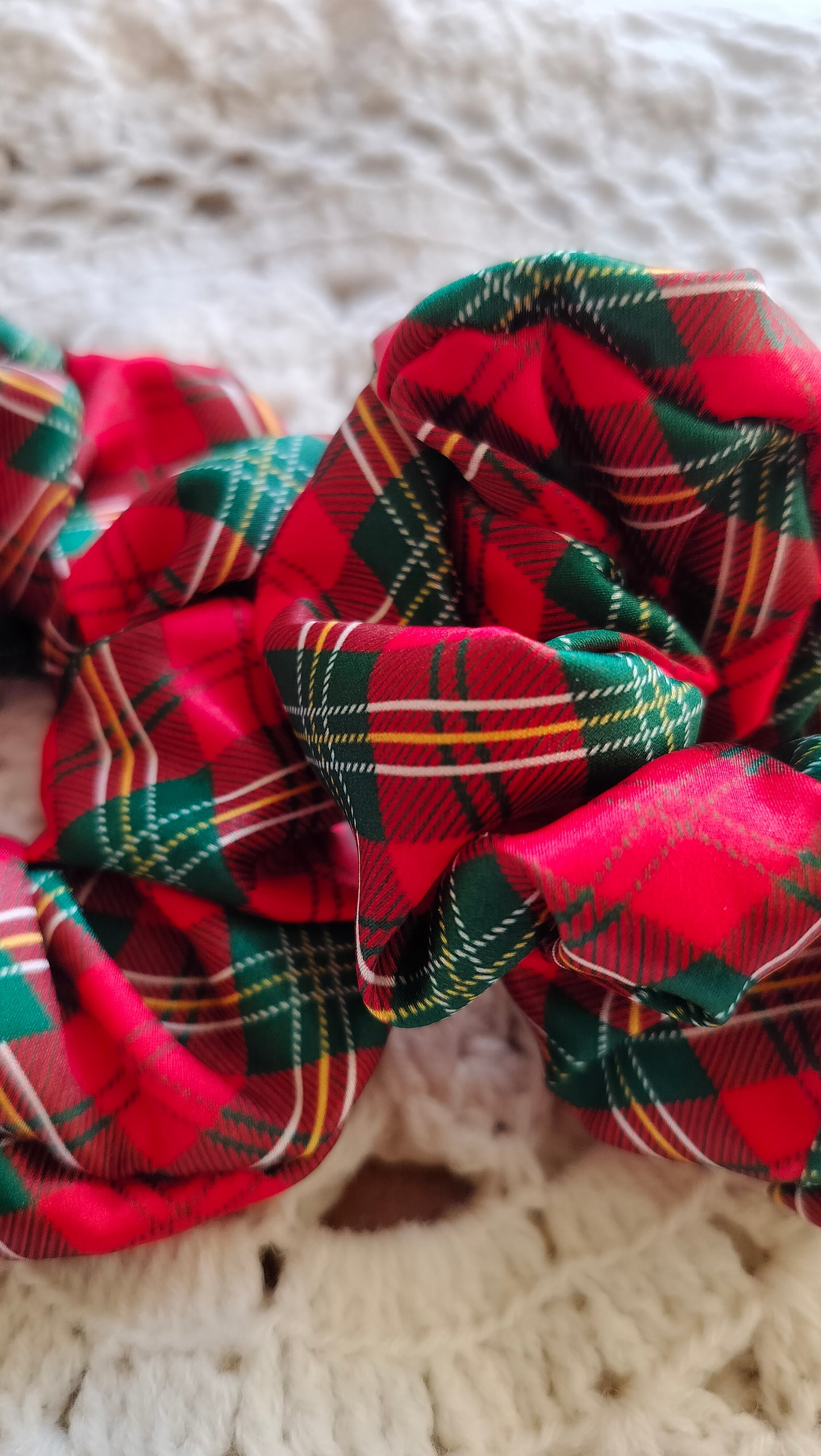 Red Plaid Christmas Scrunchie