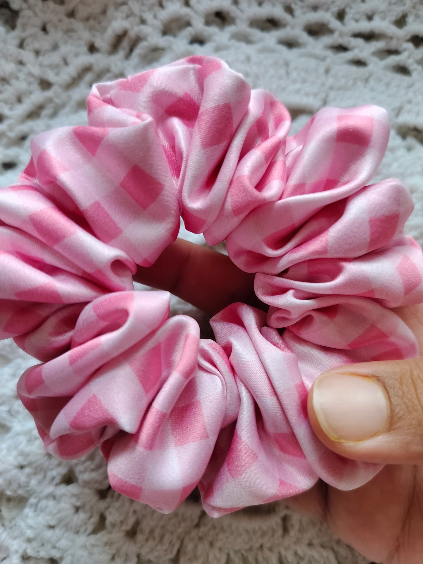 Pink Gingham Scrunchie