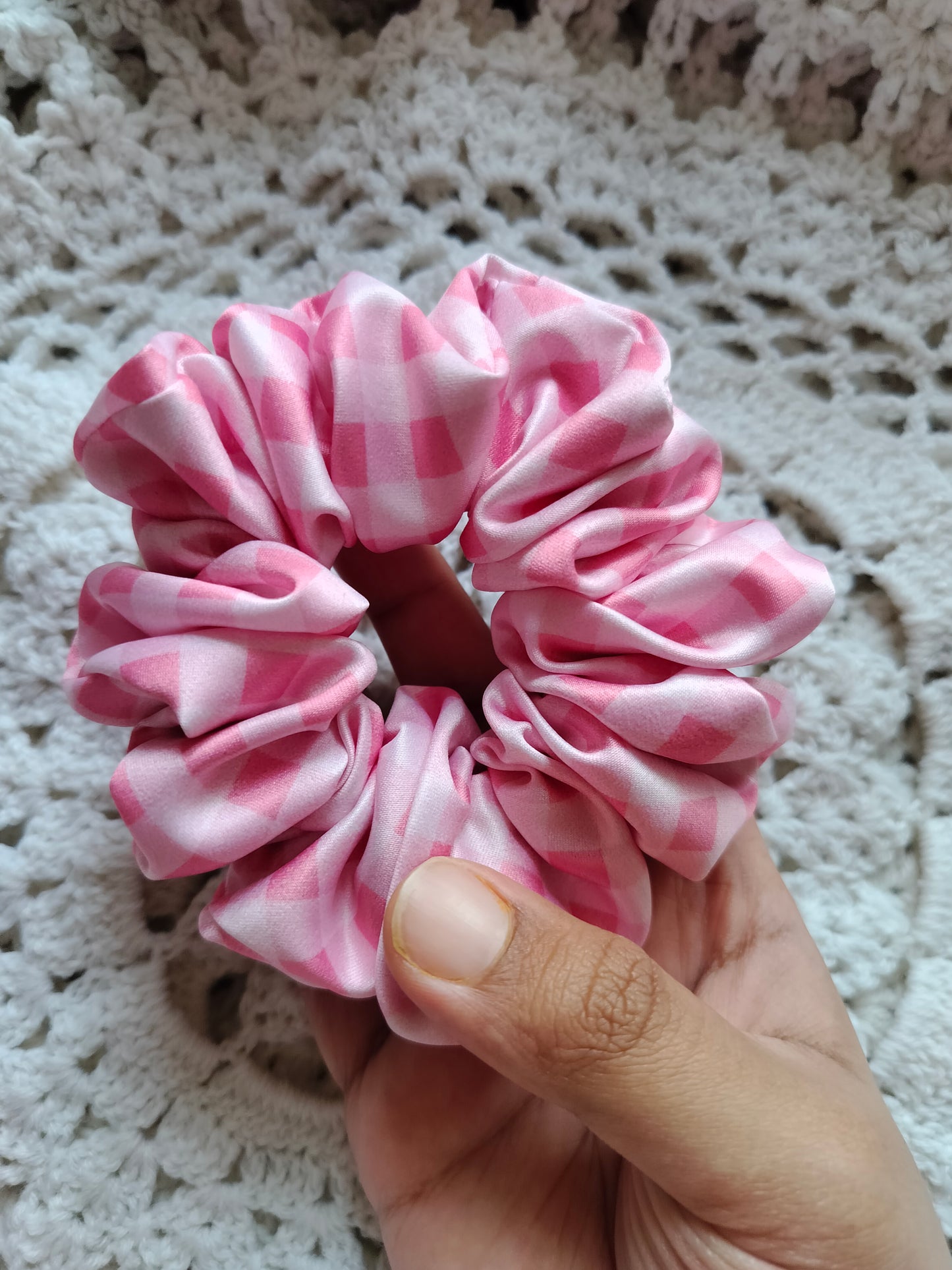 Pink Gingham Scrunchie