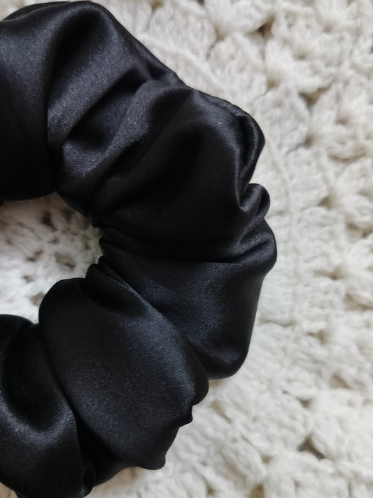 Jet Black Plain Scrunchie