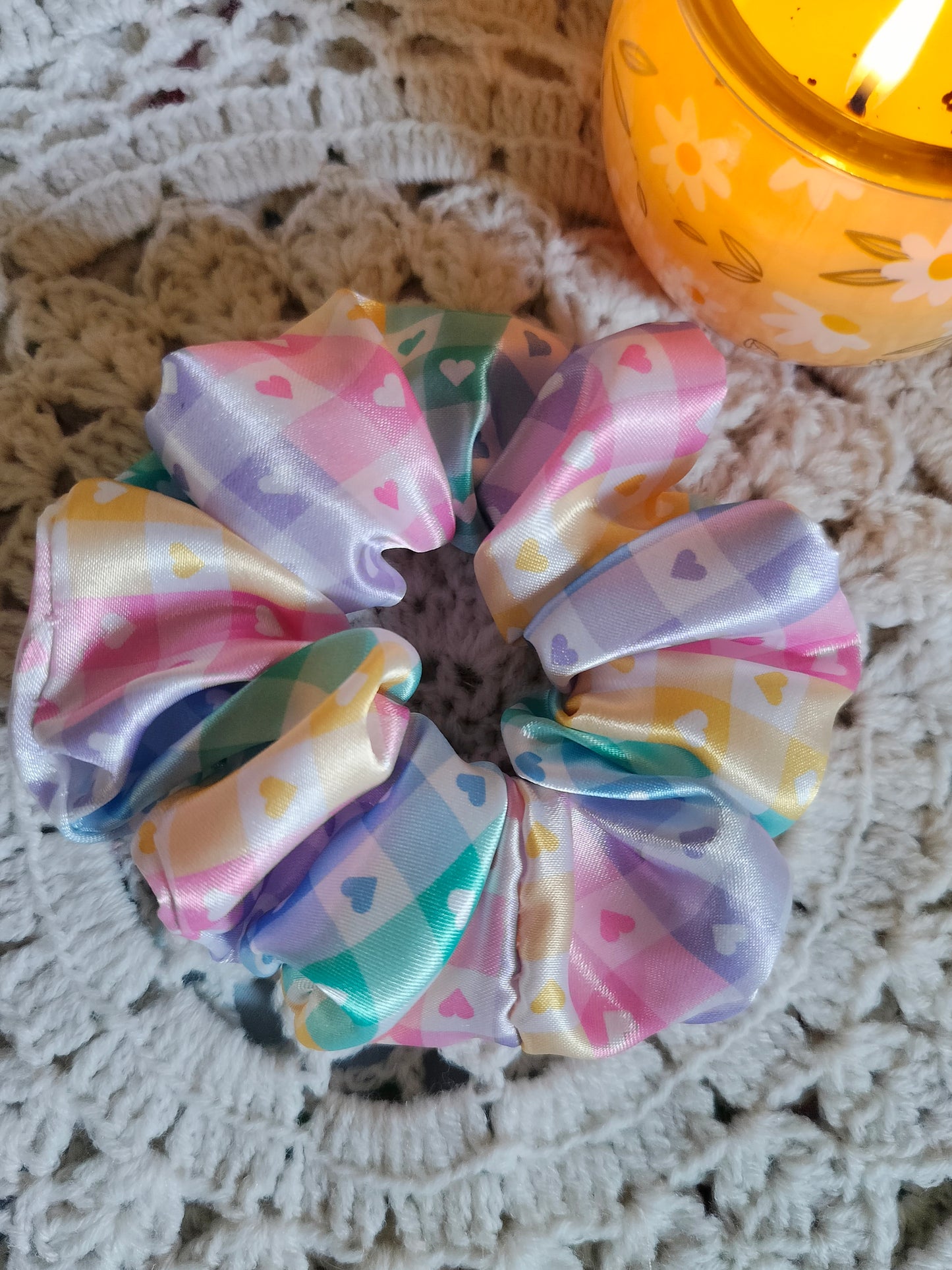 Pastel Hearts Scrunchie