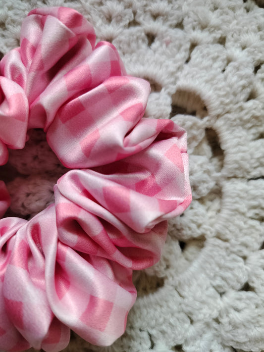 Pink Gingham Scrunchie