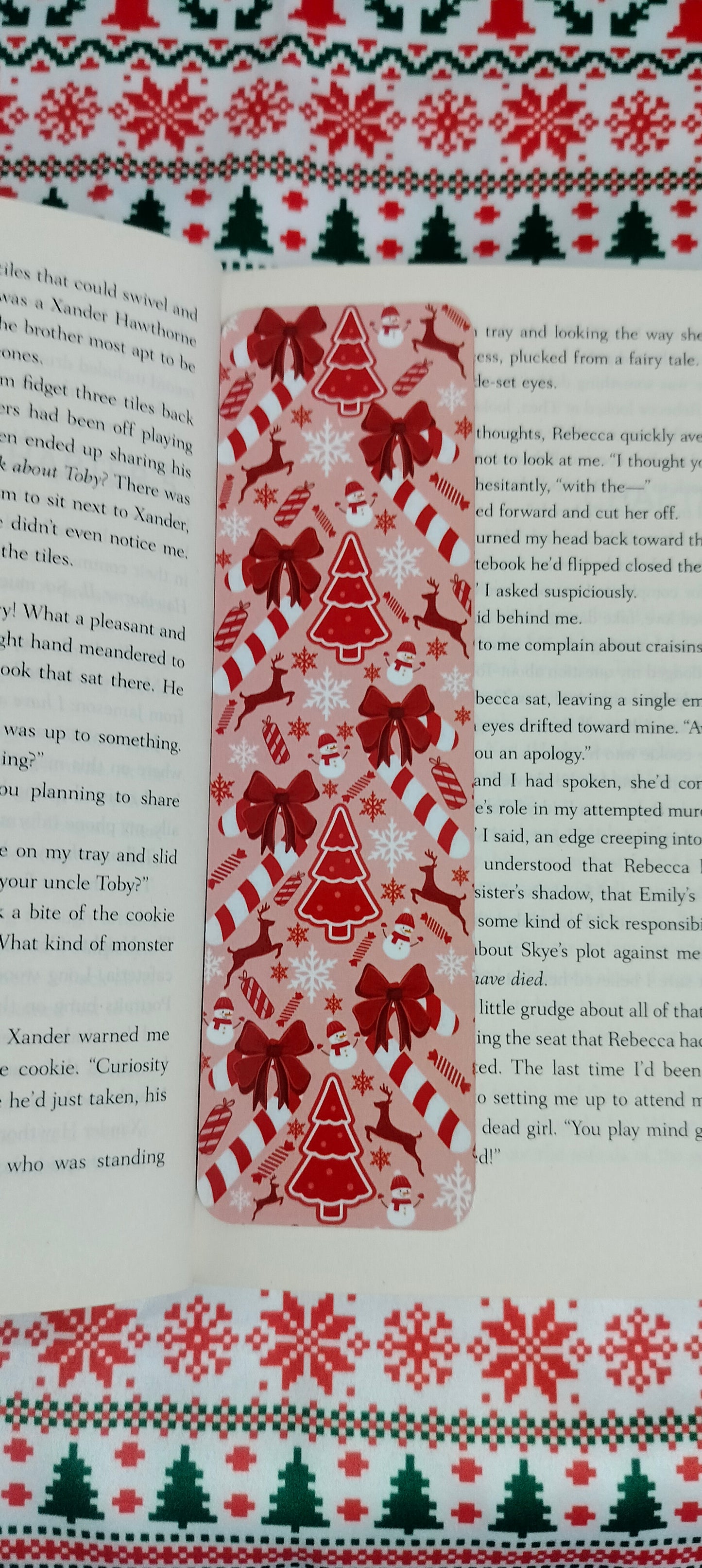 [2set] Coquette Red Christmas Bookmark
