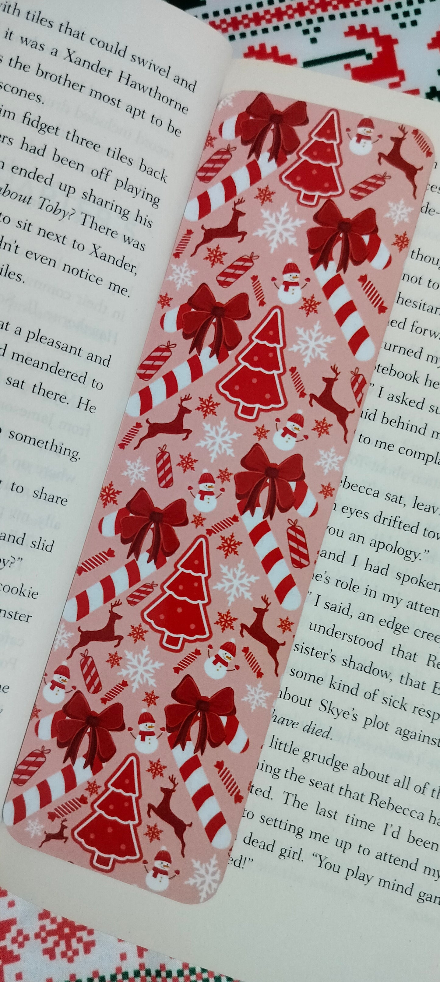 [2set] Coquette Red Christmas Bookmark